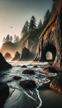 Secret Beach in Oregon contains sea caves, many adventures and a lot to do despite being a small area. Check the pinned site to see the best way to explore this amazing corner of the Oregon Coast! #SecretBeach #OregonCoast