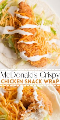 This McDonald’s Snack Wrap Recipe is incredibly easy and delicious – plus it tastes just like the real deal! Just add crispy chicken tenders (straight from the freezer) to tortillas with shredded lettuce, cheddar cheese, and ranch dressing. You’ll have a homemade version of the sadly discontinued menu item ready in less than 15 minutes. This snack sized lunch or dinner is so wonderfully nostalgic – you won’t be able to get enough!