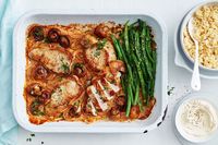 Add this creamy pork stroganoff tray bake to your repertoire and make weeknight dinner a breeze.