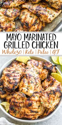 This easy mayo marinated grilled chicken thighs recipe is such a tasty way to grill an easy weeknight dinner or use for a meal prep recipe! This is the best mayo chicken marinade, and leaves the chicken so juicy and full of flavor. This is also a paleo, low carb, Whole30 chicken recipe so everyone in the family can enjoy it! With only a few simple ingredients and under 20 minutes, this will be your new go-to way to grill thighs. #whole30grill #mayomarinade #mayochicken #chickenmarinade #...