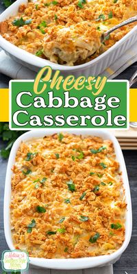 Turn a simple head of cabbage into this delicious Cheesy Cabbage Casserole #cabbagecasserole #cabbage #cabbagerecipes #casseroles #southernfood #southernrecipes #vegetarian #sidedishrecipes via @melissasssk