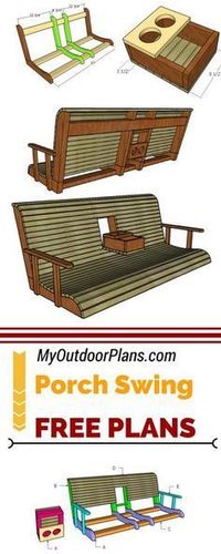 Learn how to build a porch swing with center console using my free plans and instructions! #diy #myoutdoorplans