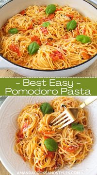 Fresh Pomodoro Pasta Recipe – Best easy homemade pomodoro sauce made with fresh tomatoes, basil, onions, and garlic. Tossed with spaghetti and finished with fresh grated parmesan cheese.