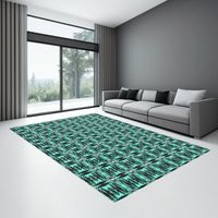 Indoor Area Rug for a decorative home or office floor covering decor accessory printed with Black White Turquoise Ombre Modern Abstract Art artwork design illustration by TheFabricSeal at Zazzle.com #Zazzle Made https://www.zazzle.com/store/thefabricseal  This cool looking futuristic modern contemporary mechanical straight edge line art drawing illustration features blended ombre color scheme of white, gray, black and blue green turquoise. These indoor area rugs feature durable hemmed edges with a vibrant chenille print face and coated backing. With a stiff, lay-flat design, these area rugs will add to the home decor and scale up the comfort factor in any room in your home.   Thank you for choosing, looking and shopping at TheFabricSeal.