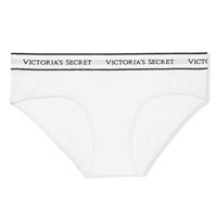 Victoria's Secret Women's White Logo Cotton Hiphugger Panty Size Medium Comfy. Sexy. Cool. With The Smooth Fit And Seamless Look You Need. This Supersoft Cotton Hiphugger Features Our Signature, Stretchy Logo Waistband. Let It Peek Out As An On-Trend Statement. Cotton-Modal Blend Soft Logo Elastic Waistband With Stretch Low Rise Full Back Coverage, Shows Curves Machine Wash