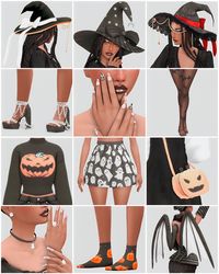 Sims 4 spooky fashion essentials with all CC linked on my tumblr page ꨄ︎