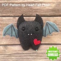 IMPORTANT This item is a digital file and not a physical item.  There are NO returns on digital files.  If you have questions, please feel free to message me.   This little Vampire Bat is 3.5 inches high and has a wing span of 5 inches You will get: 1. List of materials/tools needed to complete the plush  2. Basic stitch guide 3. Full instructional tutorial on how to assemble plush 4. Printable pattern for the plush  Level of difficulty: Intermediate, you will need basic sewing and embroidery sk