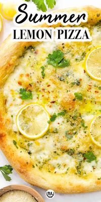 This fresh and flavorful lemon pizza combines creamy mozzarella with garlic, extra virgin olive oil, parsley, nutty parmesan, and bright lemon. #pizzarecipes #vegetarianpizzarecipes