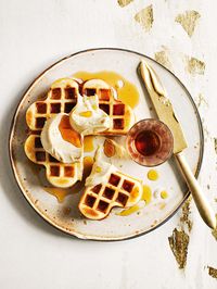 brown butter waffles with whipped maple butter from donna hay magazine