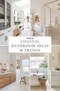 Beautiful coastal bathroom design ideas and trends for 2024, with lighting, colors, designer inspiration, tile ideas, mixed metal finishes, modern coastal style bathrooms, and more