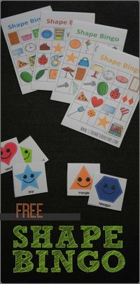 FREE Shape Bingo - fun shapes game will help kids go from knowing basic shapes to seeing them in the world around them. This is great for applying math for toddler, preschool, prek, kindergarten, and first grade.