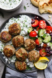 Greek Turkey Meatballs with Tzatziki Sauce - Kalefornia Kravings