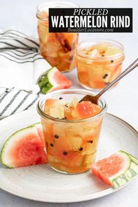 These easy refrigerator pickles use the part of a watermelon you usually toss out! Tangy, salty, spiced slightly sweet pickled watermelon rind is great with so many dishes! Use it as a topping or anywhere you'd use relish.