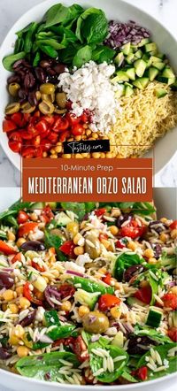 10-Minute Prep Mediterranean Orzo Salad via @tastillyb