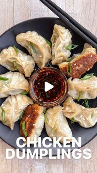 Mimi | Recipes, Travel, & Austin Food on Instagram: "🥟 Save this recipe for chicken dumplings!

These pan fried dumplings or potstickers have the most irresistible crispy bottoms & a super flavorful juicy chicken & veggie filling! These also freeze well! I always keep some dumplings in the freezer for quick meals!

Dumplings are also traditionally eaten during Lunar New Year because they resemble Chinese gold ingots & represent wealth so make sure to eat lots for good fortune! Happy year of the dragon!! 🐉

INGREDIENTS (50 dumplings):
1 lb ground chicken
1 lb circular dumpling wrapper
2 cups napa cabbage
1 tsp salt
4 green onions
6 garlic cloves
2 inch ginger
1 tbsp soy sauce @kikkomanusa
1 tbsp oyster sauce @leekumkeeusa
1 tbsp sesame oil
1 tbsp chicken bouillon @knorr
1 tsp white pepper