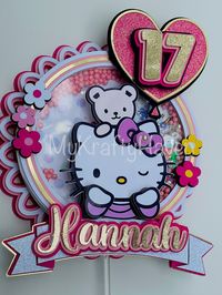 Hello KIitty cake topper with shaker/Birthday Party/Cake/Party Decor/Cake Topper/ Cake Decor/kitty birthday/cat cake topper/cute cat