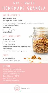 Homemade Granola Easy and healthy Homemade Granola guide! Mix and match using your favourite ingredients right there in your pantry