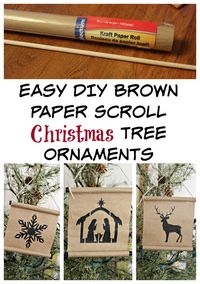 Easy DIY Brown Paper Scroll Christmas Tree Ornaments #kraftpaper #crafting #stencil #Christmas #JoannFabric #scroll #brownpaper #treeornaments