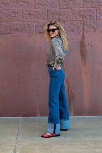 A Denim Holiday: Cuffed Jeans + Striped Blouse. | LSR