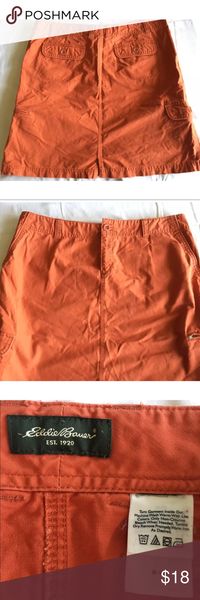 Eddie Bauer Orange Skirt Eddie Bauer Orange Skirt 🧡  Button and zip up front.  Cargo style orange with 2 side pockets in front.  -1 zip pocket -1 button pocket 2 button up pockets on back of skirt   Measures:  - Top waist: 19” - middle skirt: 22” - bottom of skirt: 23” Skirt measures 21” long from waist to bottom.  See pictures for details.  🚫 No trades. 👉🏻 Offers always welcome!   🛍 Bundle 2 or more items from my closet & save 15% off your purchase as a thank you! 💕 Eddie Bauer Skirts