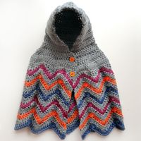 Crochet Spot Hooded Chevron cape