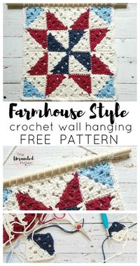 Barn Quilt Inspired Crochet Wall Hanging | Free Crochet Pattern | The Unraveled Mitten | Add some farmhouse style to your home today!