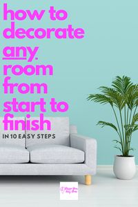 How to decorate any room start to finish in 10 easy steps. Even if you’re not a trained interior designer, you can learn how to turn your house into a room you love. Great tips to help you decorate your home when you don’t know how. Get inspirational tips to transform and home décor style for your living room, bedroom and any other interior space. Feel secure in your design choices with this foolproof plan. Grab the free Turn Your House Into A Home You Love Worksheet!