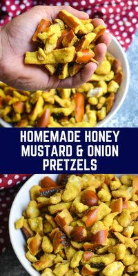 Crunchy pretzels are a satisfying snack all on their own, but give them a delicious flavor infusion and you’ve got these Honey Mustard & Onion Pretzel Bites on hand. They’re utterly addicting, and incredibly simple to throw together. You can enjoy these seasoned pretzels whenever a craving strikes! #snacks #snackrecipe #recipe