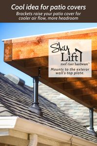 Your patio cover or shade structure should be mounted above the roof allowing for maximum airflow and increased height. The SkyLift Hardware allows for the structure to be fastened to the exterior load bearing wall without compromising the integrity of the roof.