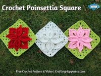 Crochet Poinsettia Square Pattern + Video - Crafting Happiness