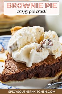 Brownie Pie tastes like a rich, fudgy brownie in a crispy, flaky pie crust.