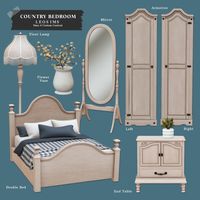 Sims 4 - Sims 4 Custom Content - sims4cc - sims4 - ts4 - s4cc - ts4cc - thesims4 - sims 4 cc - bed - bedroom - inspo - furniture - ts4mm - sims4mm - maxis match - design - lamp - mirror - country - cottage