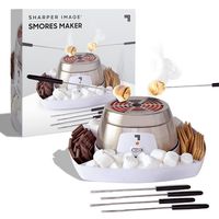 Safely roast marshmallows and make s'mores right in your kitchen. Bring the campfire experience right to your kitchen or dining room with the Sharper Image S'mores Maker! The set includes everything you need to (safely) recreate campfire-quality s'mores in the comfort of your own home. The s'mores maker's easy-to-clean design means you can enjoy your s'mores sans guilt. The grill roasts your marshmallows to your desired doneness, while the pronged roasting forks/skewers help prevent accidents an