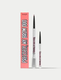 Precisely, My Brow Duo defining eyebrow pencil set \nFull-size & mini ultra-fine brow defining pencil \n TELL ME MORE - What's better than one brow pencil that precisely fills AND defines brows? TWO. That's right, we're doubling down on precision with this Precisely, My Brow Pencil duo featuring TWO of Benefit's brow bestseller. It draws on incredibly natural-looking, hair-like strokes, and its rich, blendable color lasts all day. Keep the full-size at home and take the mini on-the-go!