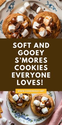 Who says you need a campfire for s’mores? These cookies deliver all the flavors you love in an easy-to-make recipe. Soft, gooey, and full of marshmallow-chocolate bliss, they’re a hit every time. Bake and enjoy! #SmoresCookies #DessertRecipes #BakingAtHome #SweetToothSatisfying #CookieLovers