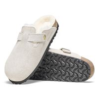 Boston Shearling Suede Leather Antique White | BIRKENSTOCK