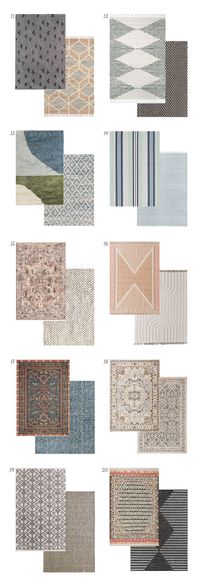 how to mix and match pairs of area rugs in an open concept home, link includes pairing ideas as well as paired options