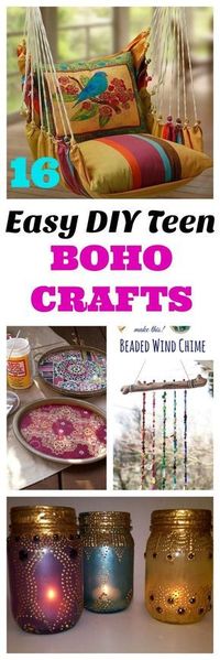 16 easy DIY bohemian crafts for both teens and 20's to help create a cozy bedroom, apartment or first home. Boho crafts to make and sell. #boho #bohemian #diy #crafts #bedroom