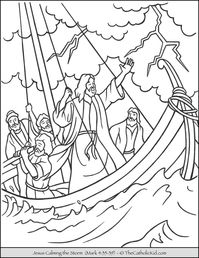 Jesus Calming the Storm Coloring Page