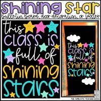 Celebrate how special your students are and welcome them with this sweet and dreamy star bulletin board, door decor kit, or hallway display! You can simply print, cut, and hang...OR use a professional print shop and have this enlarged to SAVE YOU TIME! You'll receive everything you need to complete this board for your classroom! This works with a poster maker machine too!use for an online learning backdrop or homeschoolcan be displayed in any nook in your classroom or hallgreat back to school or