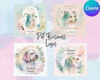 Looking for the perfect logo for your pet related business? Whether you are a dog groomer, dog walker, pet groomer, pet store owner, pet sitter or a pet photographer, your logo is the first thing your customers will see, and it should make a lasting impression. Click to shop a pack of 8 premade logos you can edit on Canva to personalize to be your own. Give your brand a unique touch and stand out among the rest with this whimsical pet logo set!