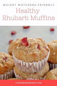 These Healthy Rhubarb Muffins are Weight Watchers friendly and a unique and delicious blend of cinnamon and orange flavors. And they are only 3 WW points on the blue plan! #wwrecipe #weightwatchers #muffins #rhubarb #muffin #bakedgoods #summer