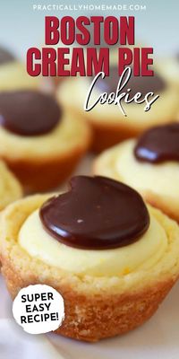 These Boston Cream Pie Cookies are the perfect little bite-sized desserts! These little cookie bites are super easy to make, but they look impressive and are sure to be a crowd-pleaser at any party or gathering. You’ll love these little Boston cream pie cookies, so try this recipe out today!