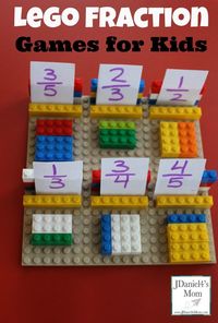 Lego Fraction Games for Kids - this is such a fun, hands on way for kids from Kindergarten, 1st grade, 2nd grade, and 3rd grade to learn about fraction in math.