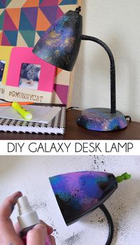 Need a nifty way to light up homework or to do lists? Check out this awesome DIY galaxy desk lamp!