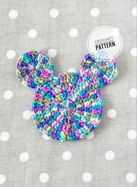 Mickey drink coaster crochet pattern, Disney drink coaster pattern