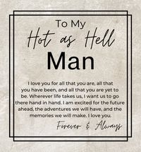 To my hot as hell man, I love you for all that you are, all that you have been, and all that you are yet to be. Wherever life takes us, I want us to go there hand in hand. I am excited for the future ahead, the adventures we will have, and the memories we will make. I love you.Give the gift of luxury with this handsome and daring timepiece. It is perfect to give as a Christmas Gift or Christmas Present, Birthday Gift, Graduation Present, or as a way to celebrate a special occasion.The Men's Open