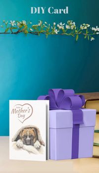 Happy Mother's Day Card Boxer Puppy, Instant Download, US Letter and A4 sizes