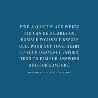 “What wisdom do you lack? What do you feel an urgent need to know or understand? Follow the example of the Prophet Joseph. Find a quiet place where you can regularly go. Humble yourself before God. Pour out your heart to your Heavenly Father. Turn to Him for answers and for comfort.” From #PresNelson’s inspiring #GeneralConference facebook.com/223271487682878 talk lds.org/general-conference/2018/04/revelation-for-the-church-revelation-for-our-lives. Learn more lds.org/topics/prayer. #passiton