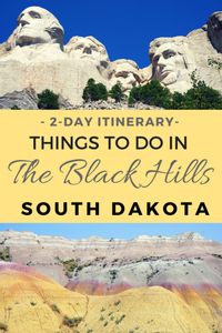 Guide and tips on Things to do in The Black Hills, South Dakota, USA including Mount Rushmore, Crazy Horse and Badlands National Park. See this two-day itinerary #blackhills #southdakotawithkids #mountrushmore